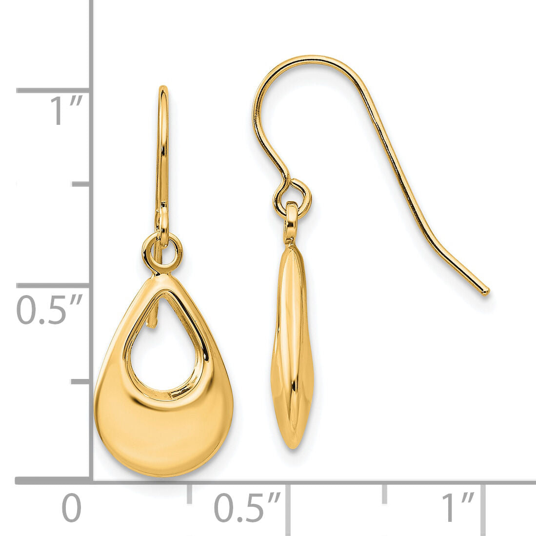 14k Teardrop Hollow Dangle Earrings-TL846Y
