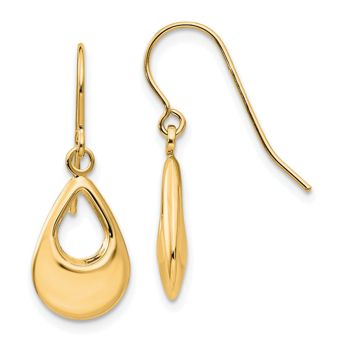 14k Teardrop Hollow Dangle Earrings-TL846Y