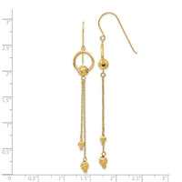14K Gold Diamond Cut Dangle Shepherd Hook Earrings-TL861