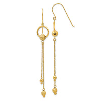14K Gold Diamond Cut Dangle Shepherd Hook Earrings-TL861
