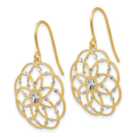14k & Rhodium Diamond-cut Fancy Shepherd Hook Earrings-TL877