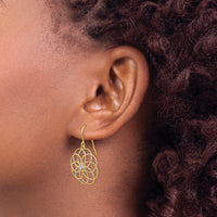 14k & Rhodium Diamond-cut Fancy Shepherd Hook Earrings-TL877
