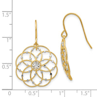 14k & Rhodium Diamond-cut Fancy Shepherd Hook Earrings-TL877