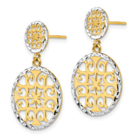 14k & Rhodium D/C Circles Dangle Post Earrings-TL885