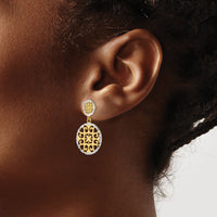 14k & Rhodium D/C Circles Dangle Post Earrings-TL885