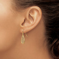 14k & Rhodium Polished Teardrop Earrings-TL894