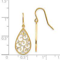 14k & Rhodium Polished Teardrop Earrings-TL894