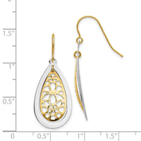 14k Two-tone Diamond Cut Polished Fancy Dangle Earrings-TL895