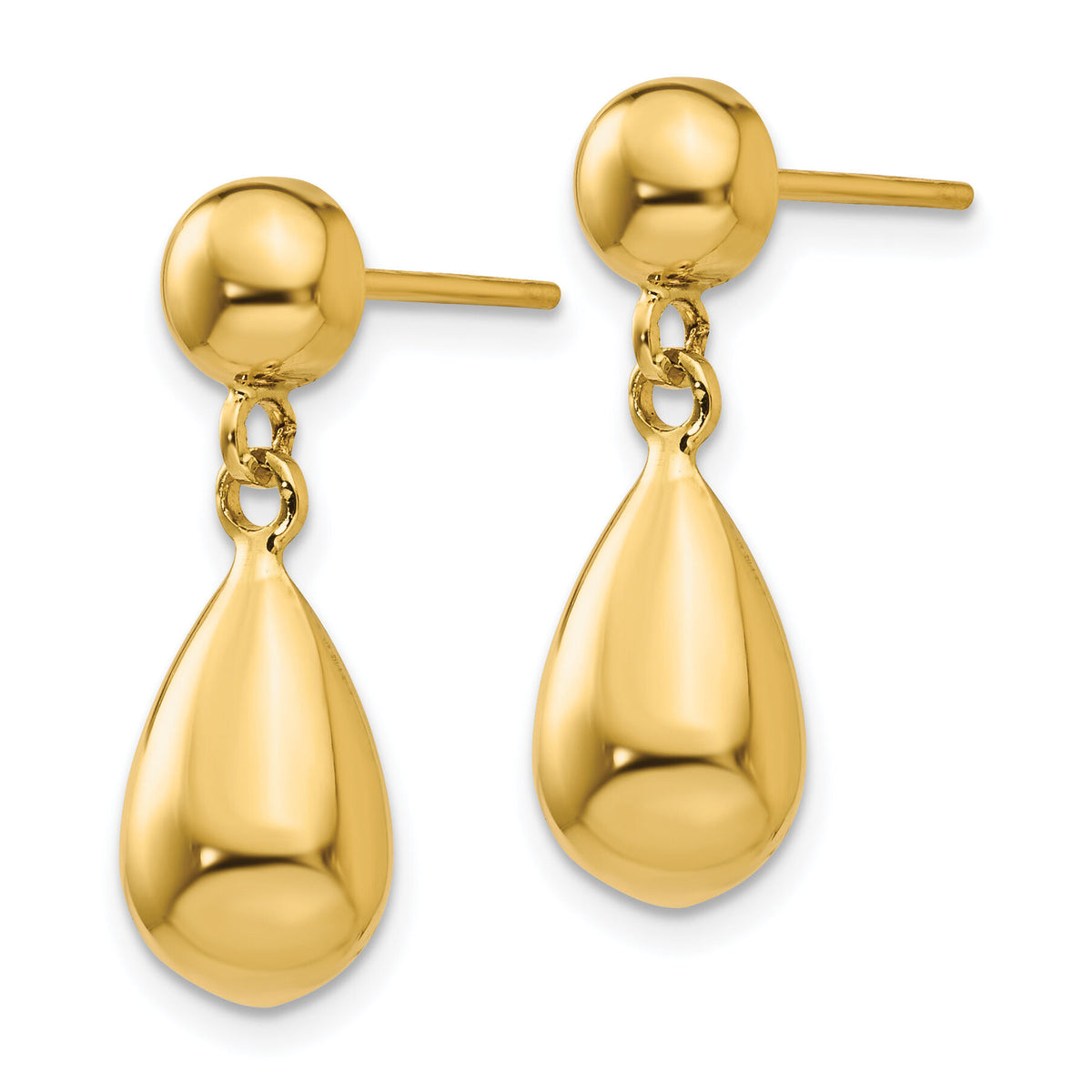 14k Teardrop Hollow Post Dangle Earrings-TL902