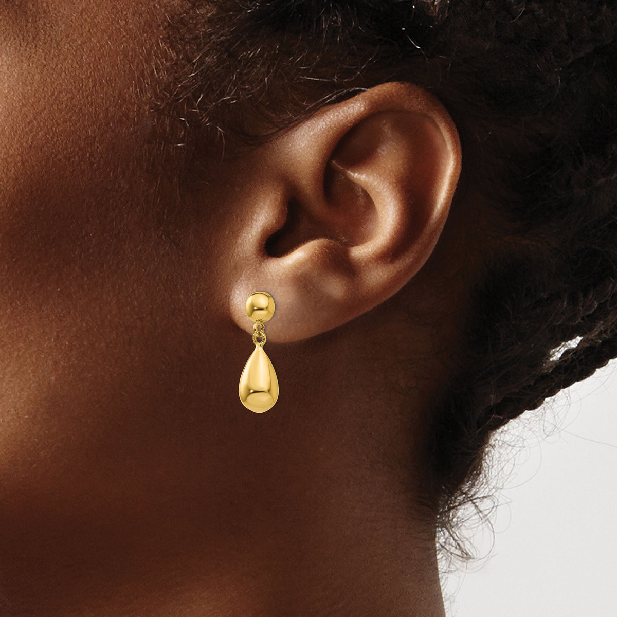 14k Teardrop Hollow Post Dangle Earrings-TL902