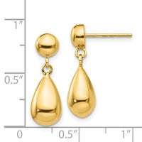 14k Teardrop Hollow Post Dangle Earrings-TL902