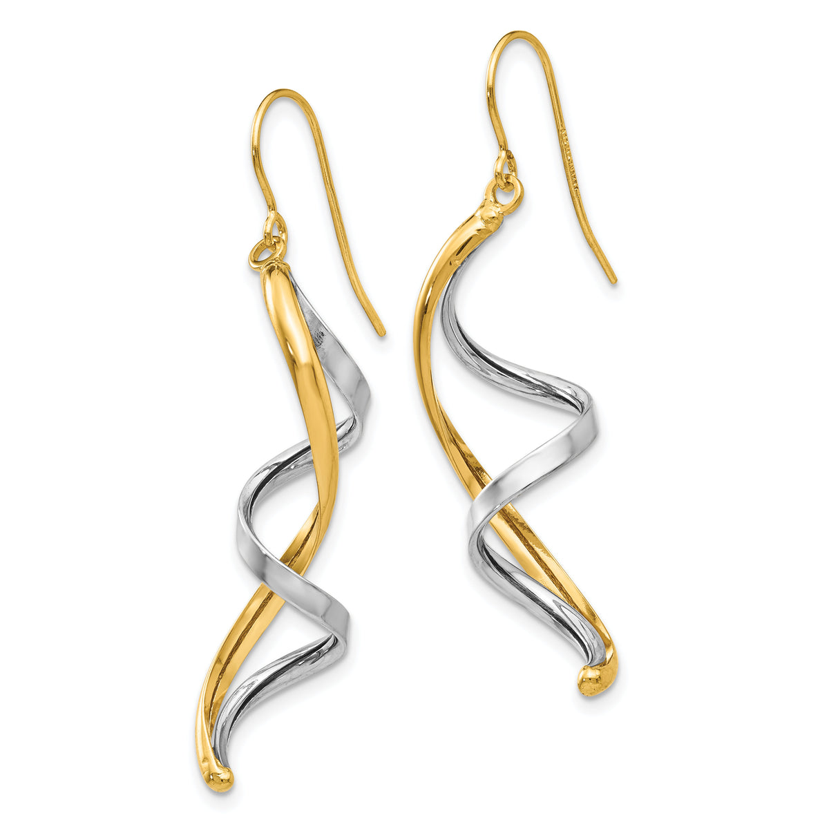 14k Two-tone Polished Fancy Dangle Earrings-TL905