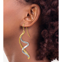 14k Two-tone Polished Fancy Dangle Earrings-TL905