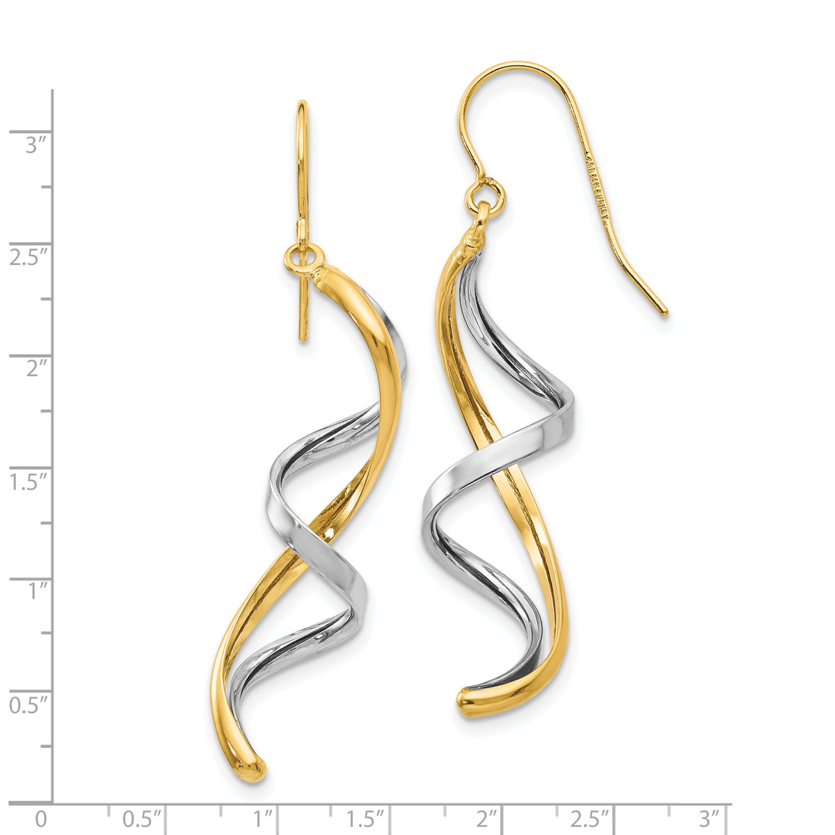 14k Two-tone Polished Fancy Dangle Earrings-TL905