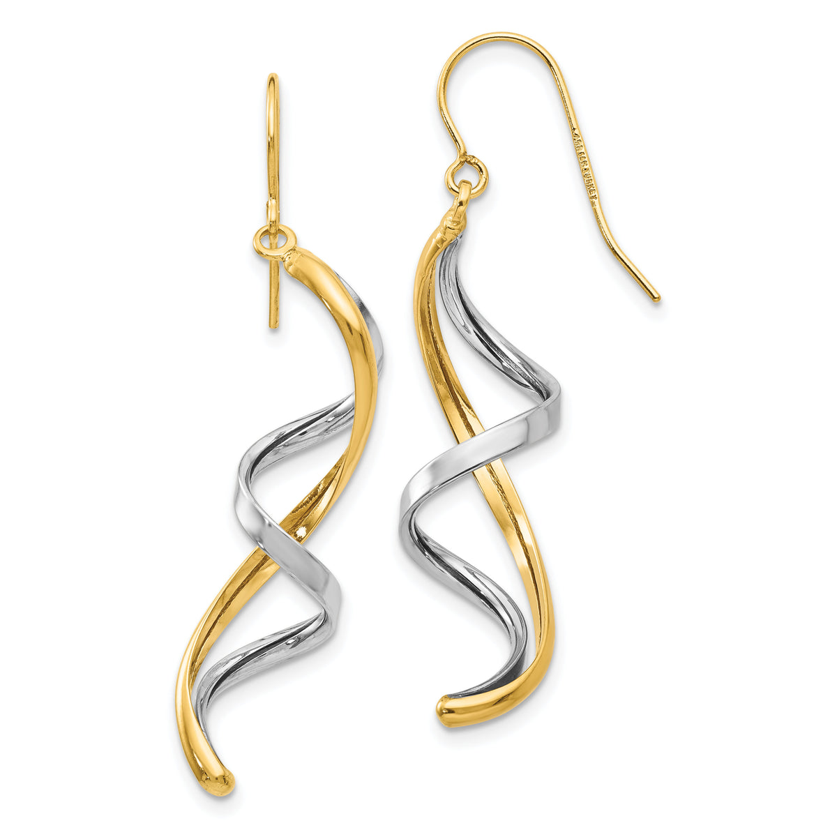 14k Two-tone Polished Fancy Dangle Earrings-TL905
