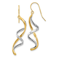 14k Two-tone Polished Fancy Dangle Earrings-TL905
