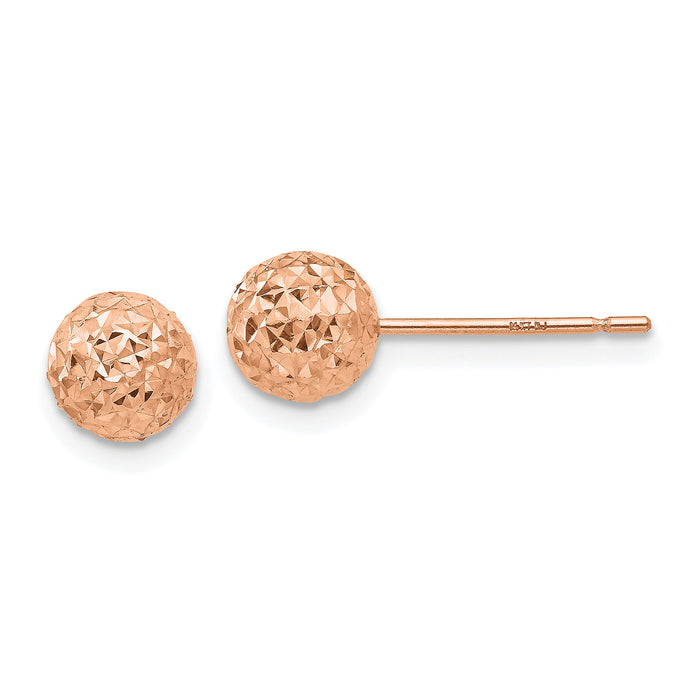 14K Rose Gold 6mm Ball Post Earrings-TL907R
