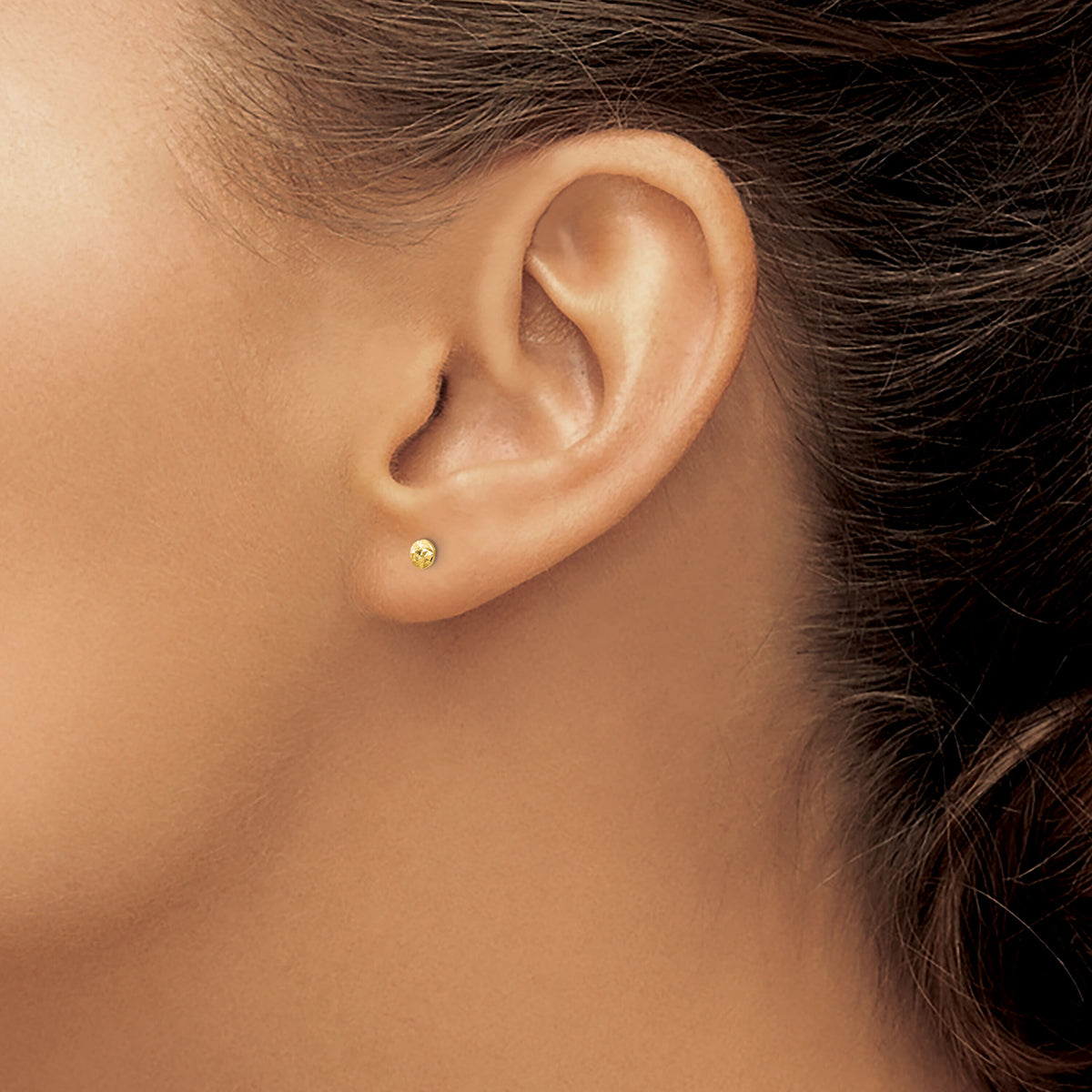 14K 3mm Puff Circle Post Earrings-TL909