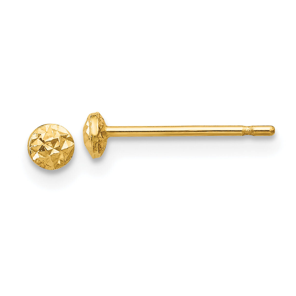 14K 3mm Puff Circle Post Earrings-TL909