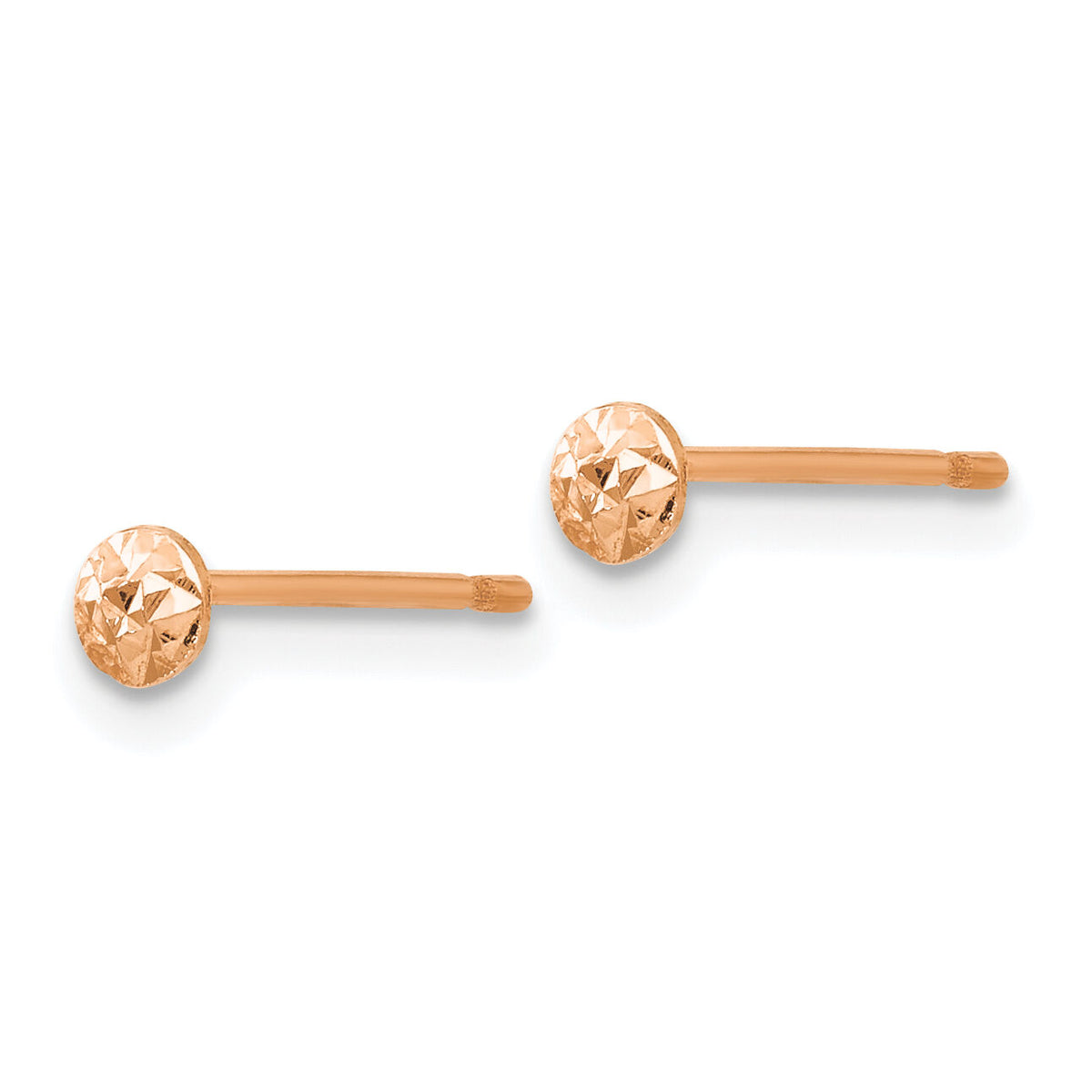 14K Rose Gold 3mm Puff Circle Stud Earrings-TL909R