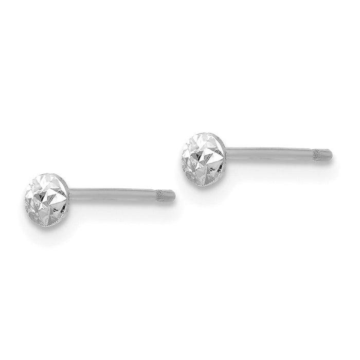 14K White Gold 3mm Puff Circle Stud Earrings-TL910