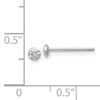 14K White Gold 3mm Puff Circle Stud Earrings-TL910