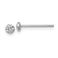 14K White Gold 3mm Puff Circle Stud Earrings-TL910