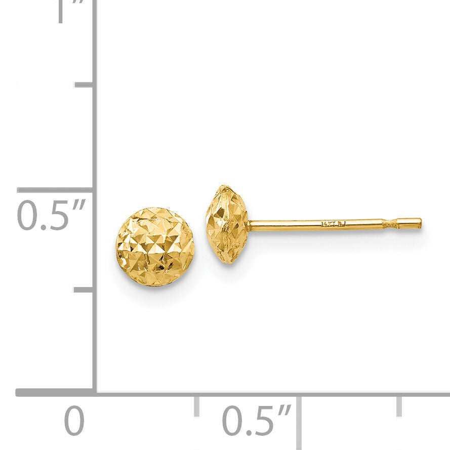 14K Gold 5mm Circle Puff Post Earrings-TL911