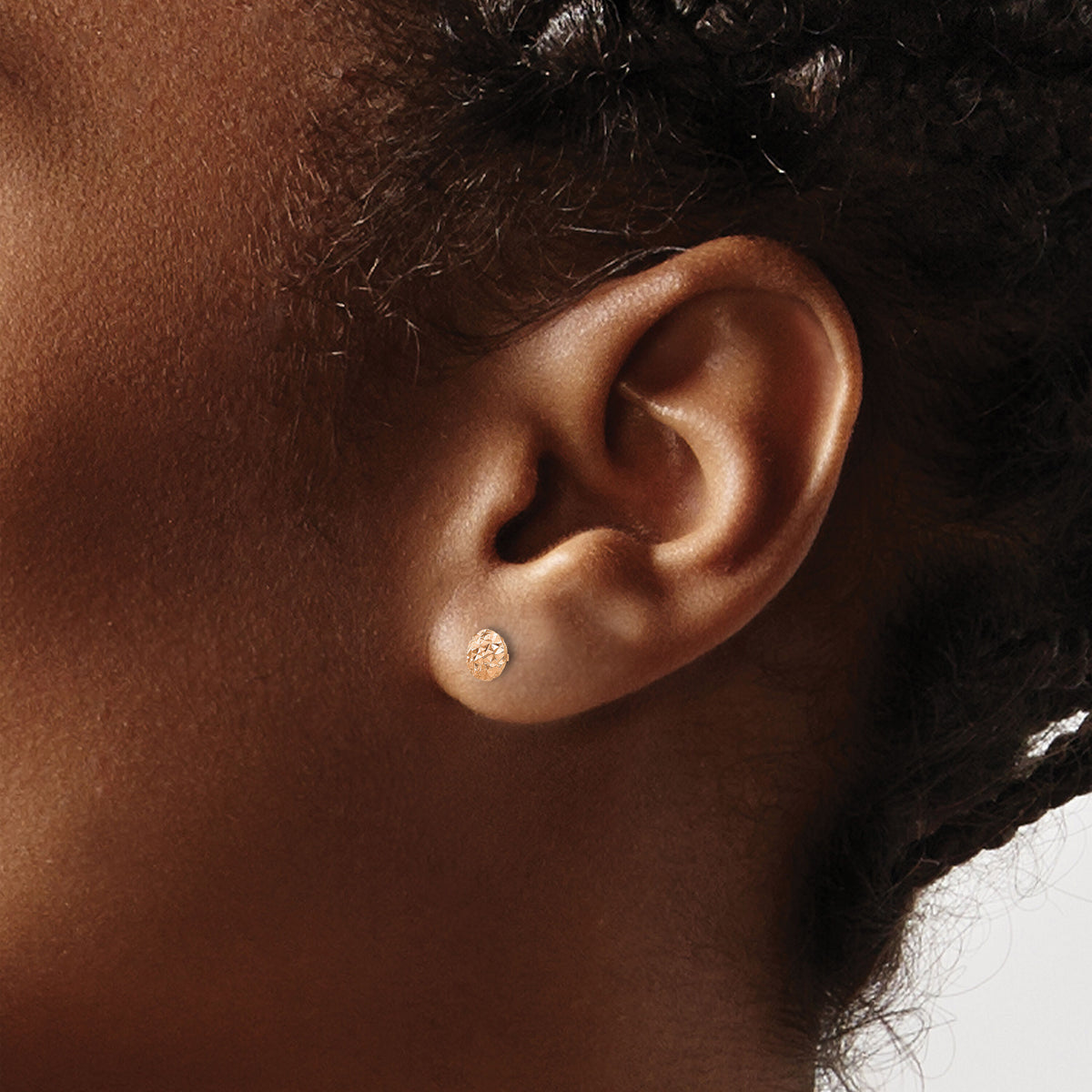 14K Rose Gold 5 mm Puff Circle Stud Earrings-TL911R