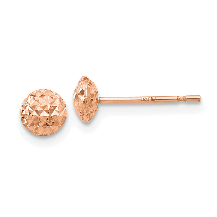 14K Rose Gold 5 mm Puff Circle Stud Earrings-TL911R