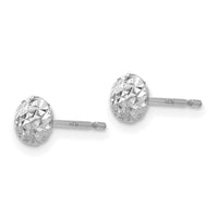 14K White Gold 5 mm Puff Circle Stud Earrings-TL912
