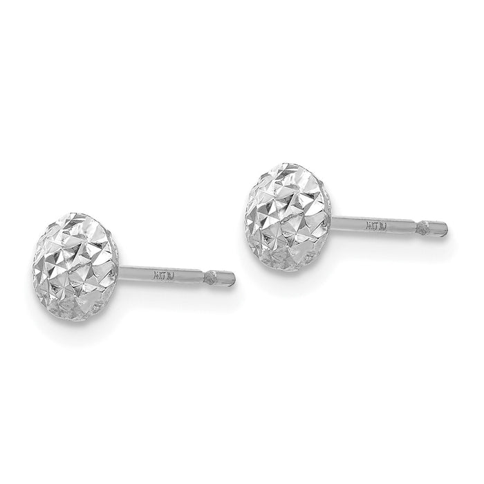 14K White Gold 5 mm Puff Circle Stud Earrings-TL912