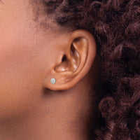 14K White Gold 5 mm Puff Circle Stud Earrings-TL912