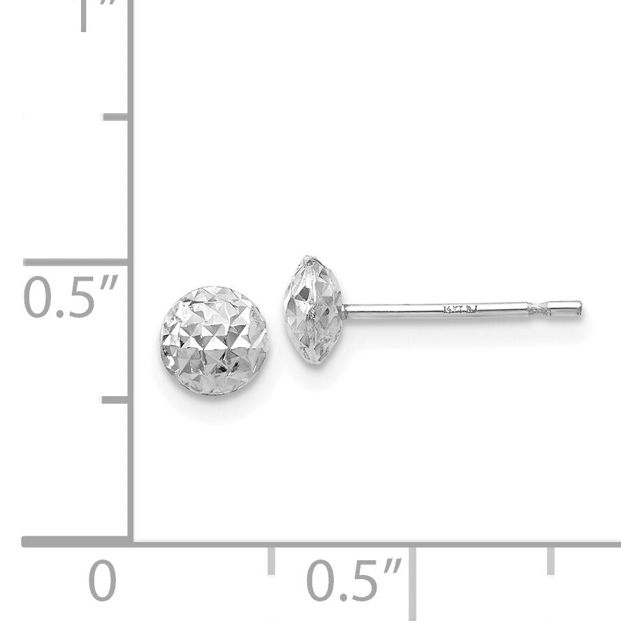 14K White Gold 5 mm Puff Circle Stud Earrings-TL912