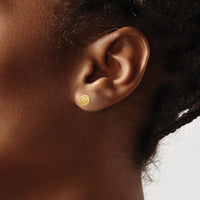 14K 6mm Puff Circle Post Earrings-TL913