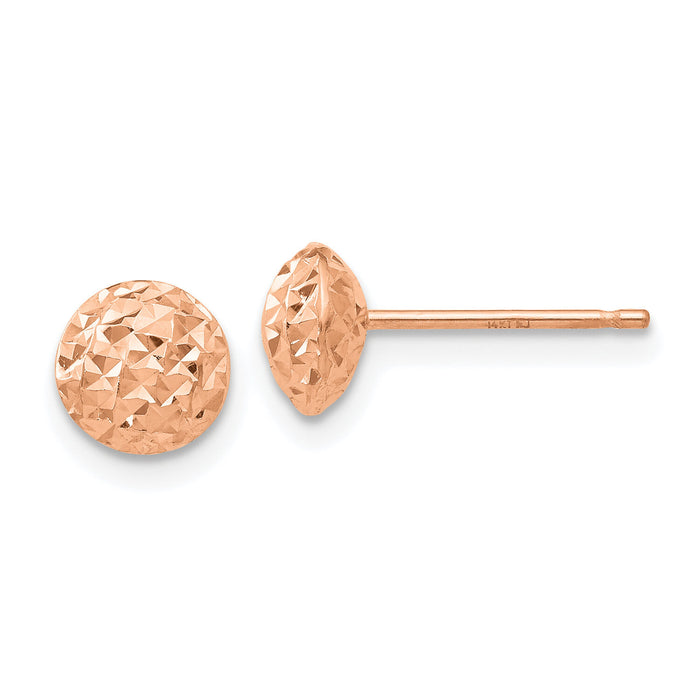 14K Rose Gold 6mm Circle Puff Post Earrings-TL913R