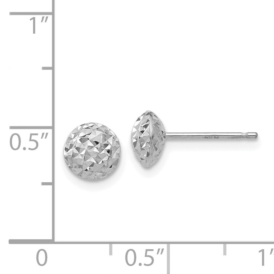 14K White Gold 6mm Circle Puff Post Earrings-TL914