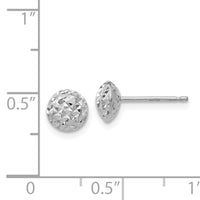 14K White Gold 6mm Circle Puff Post Earrings-TL914