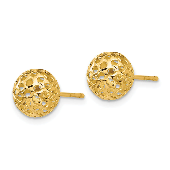 14k Diamond Cut Bead Post Earrings-TL916