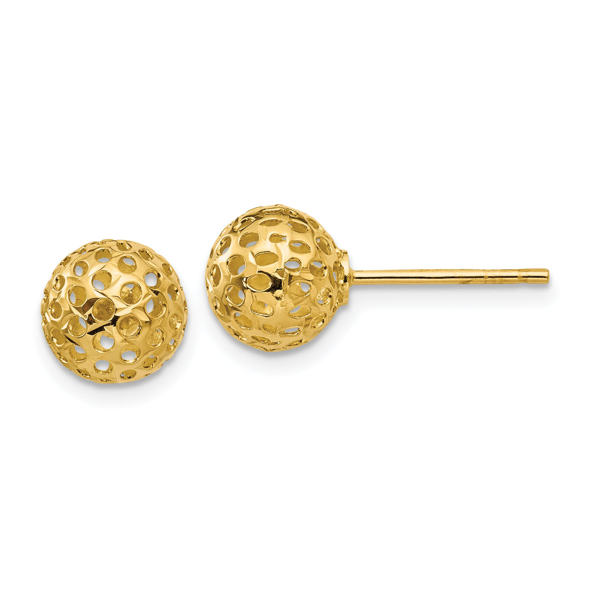 14k Diamond Cut Bead Post Earrings-TL916