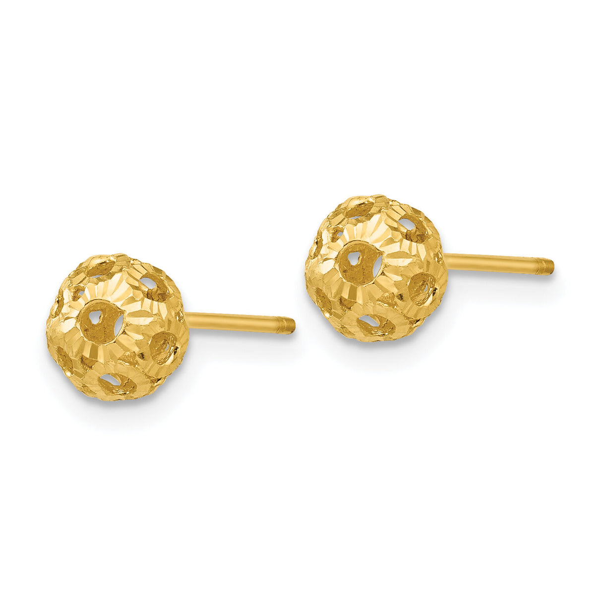 14K Open Diamond Cut Ball Post Earrings-TL922