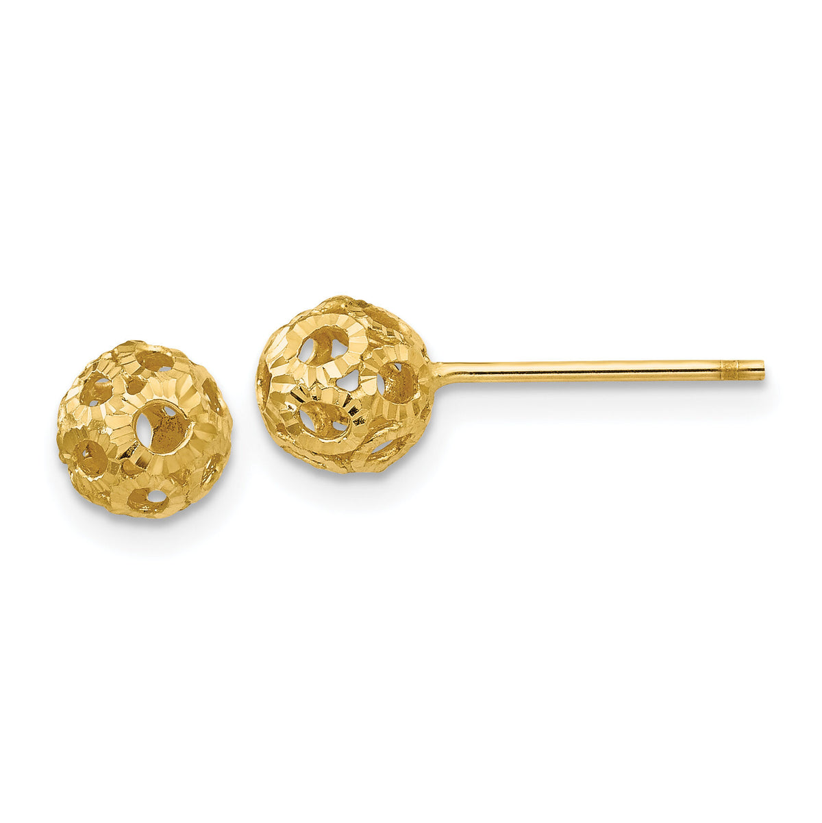 14K Open Diamond Cut Ball Post Earrings-TL922