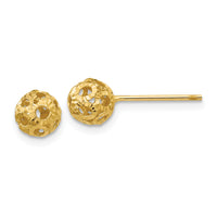 14K Open Diamond Cut Ball Post Earrings-TL922