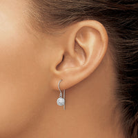14K White Gold 6mm Diamond Cut Ball Dangle Earrings-TL924
