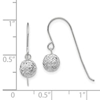 14K White Gold 6mm Diamond Cut Ball Dangle Earrings-TL924