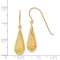 14K Diamond Cut Puff Tear Drop Dangle Earrings-TL934