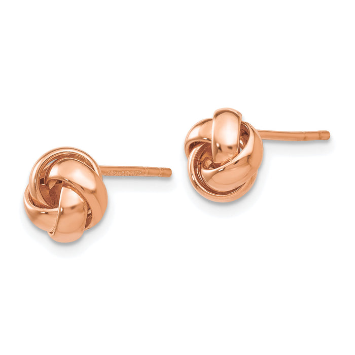 14k Rose Gold Polished Love Knot Post Earrings-TL943R