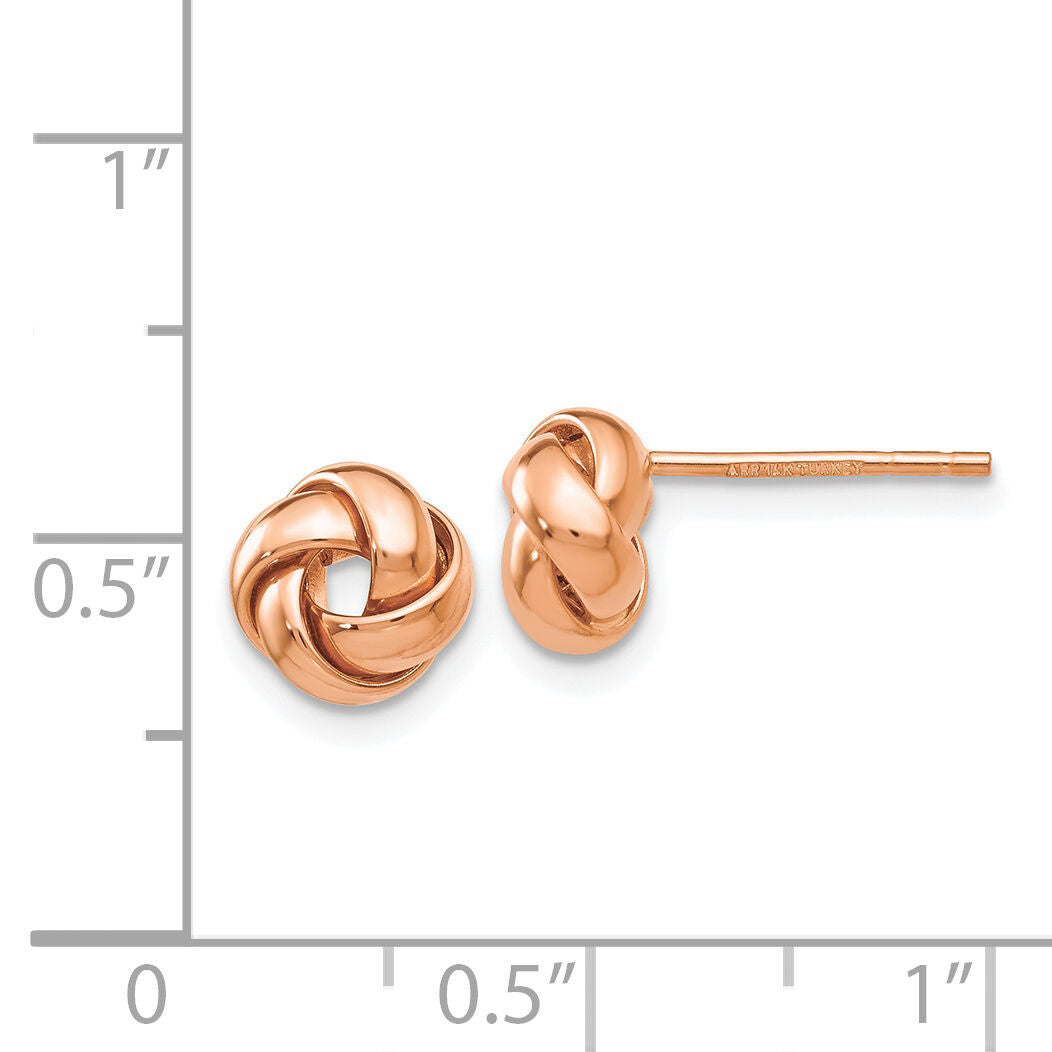 14k Rose Gold Polished Love Knot Post Earrings-TL943R