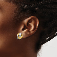 14k Two-tone Knot Post Earrings-TL944