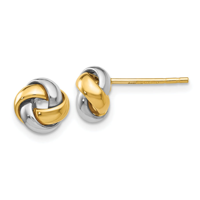 14k Two-tone Knot Post Earrings-TL944